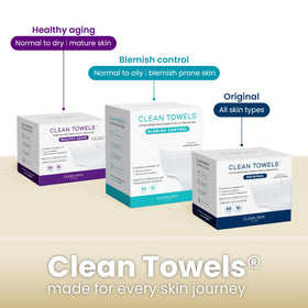 Pack label and one towel laid flat showing CLEAN SKIN CLUB contents