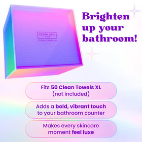 CLEAN SKIN CLUB box with lid open for quick one-handed towel access
