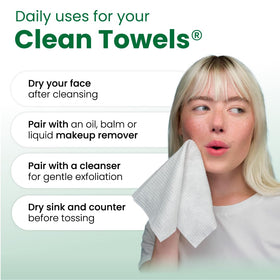 CLEAN SKIN CLUB towels staged in a professional skincare kit