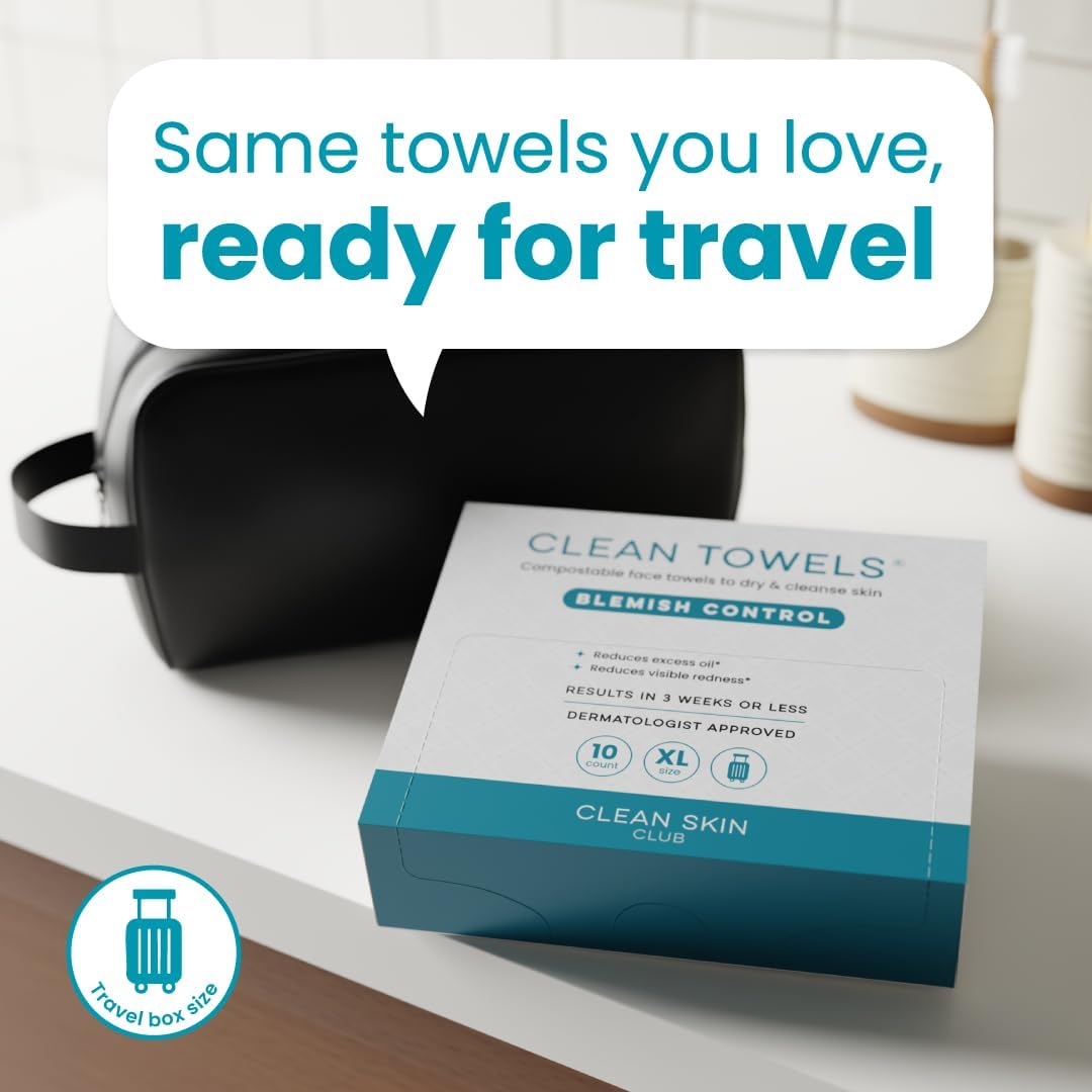 Clean Skin Club towel in hand demonstrating absorbency and easy use
