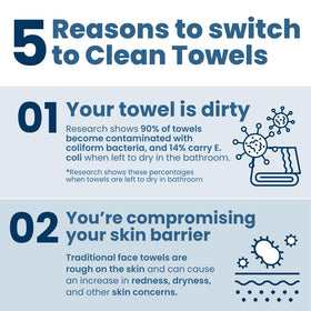 CLEAN SKIN CLUB towel held in hand demonstrating gentle grip and ease