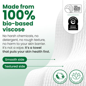 CLEAN SKIN CLUB removing makeup with towel, illustrates gentle, residue-free cleaning