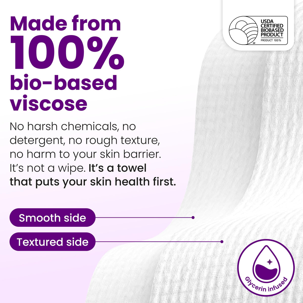 CLEAN SKIN CLUB towel next to hand for XL size comparison benefit