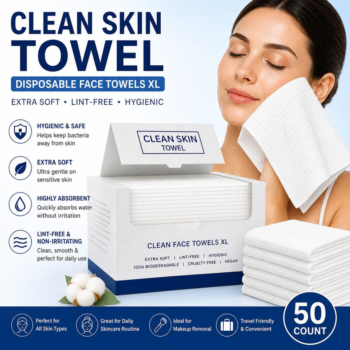 Clean Skin Towel close-up texture showing soft viscose and strength