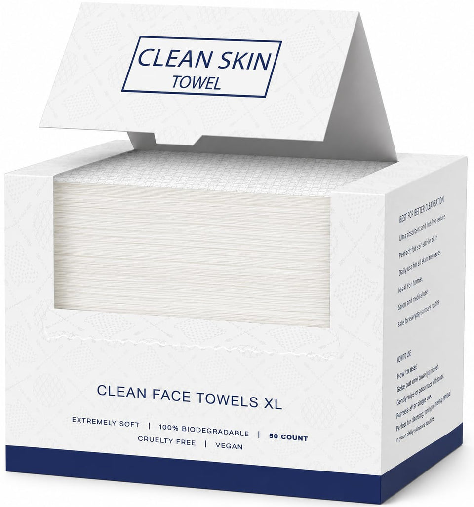 Clean Skin Towel front packaging showing XL size and pack benefits