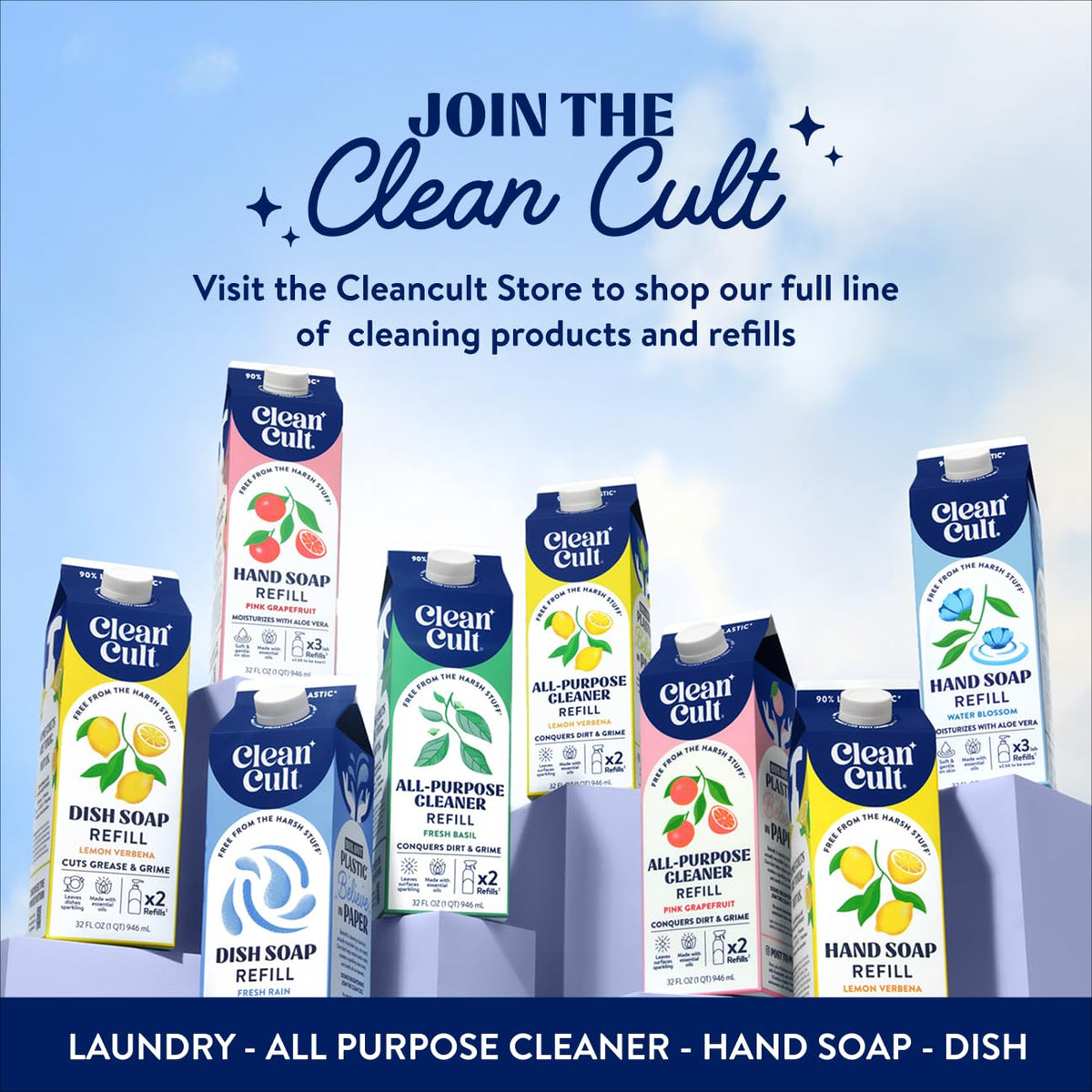 Cleancult in bathroom lifestyle setting promoting eco-friendly daily use