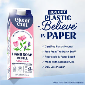 Cleancult cap and pour detail demonstrating easy refill and less waste
