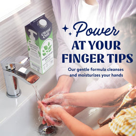 Cleancult pouring refill into pump bottle to reduce plastic waste