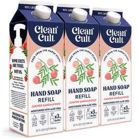 Cleancult front packaging three-pouch pack shows eco-friendly refill benefit