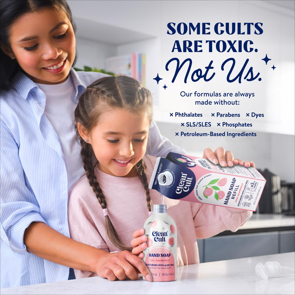 Cleancult label close-up listing aloe vera and free-from ingredients