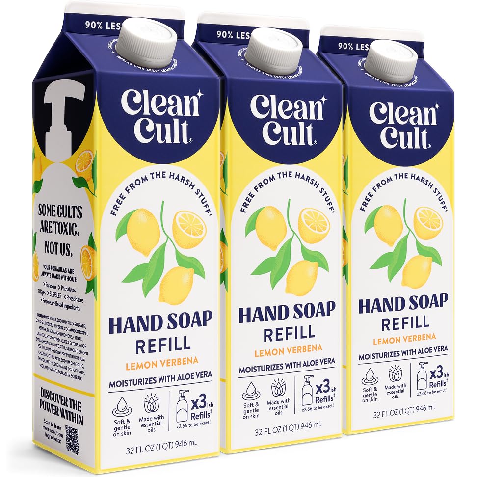 Cleancult front packaging showing 32 oz lemon verbena refill and eco benefits