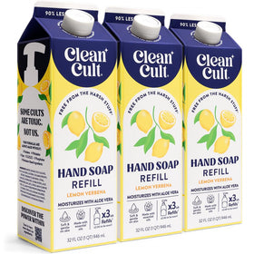 Cleancult front packaging showing 32 oz lemon verbena refill and eco benefits