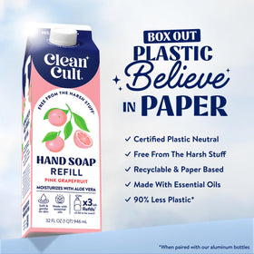 Cleancult paper pouch texture close-up highlighting recyclable design
