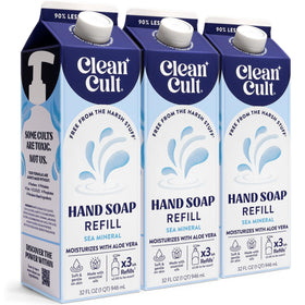 Cleancult front pouch showing Sea Minerals label and eco benefits