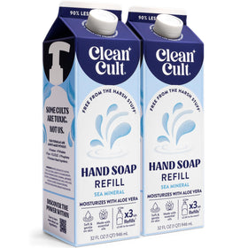Cleancult front packaging showing sea minerals refill and eco benefit