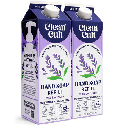 Cleancult front packaging showing wild lavender refill and eco benefit