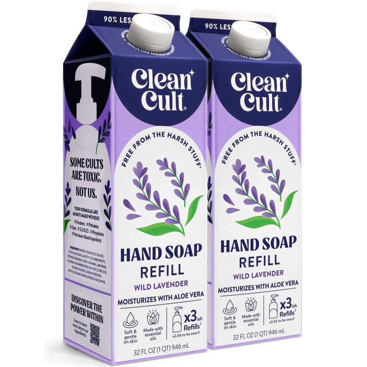 Cleancult front packaging showing wild lavender refill and eco benefit