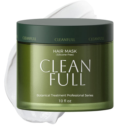 CLEANFULL front jar showing product and sleek packaging, signals salon-level repair