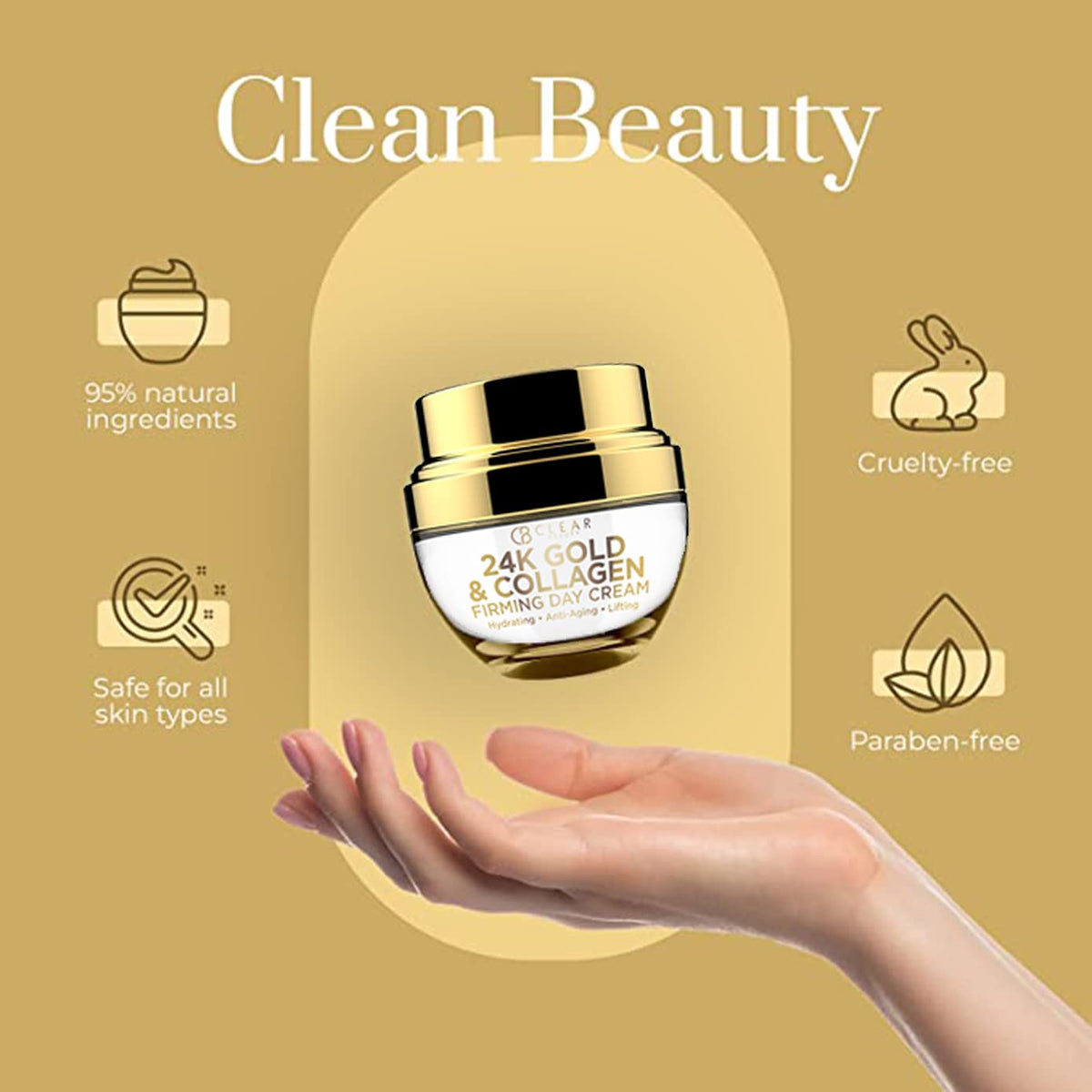 Clear Beauty product next to measuring tape showing compact size