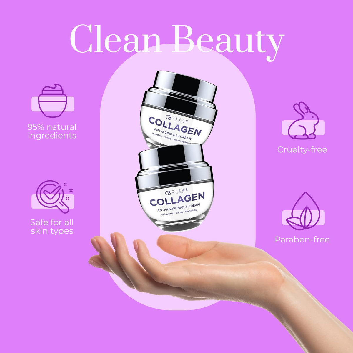 Clear Beauty cream spread on hand demonstrating lightweight hydration benefit