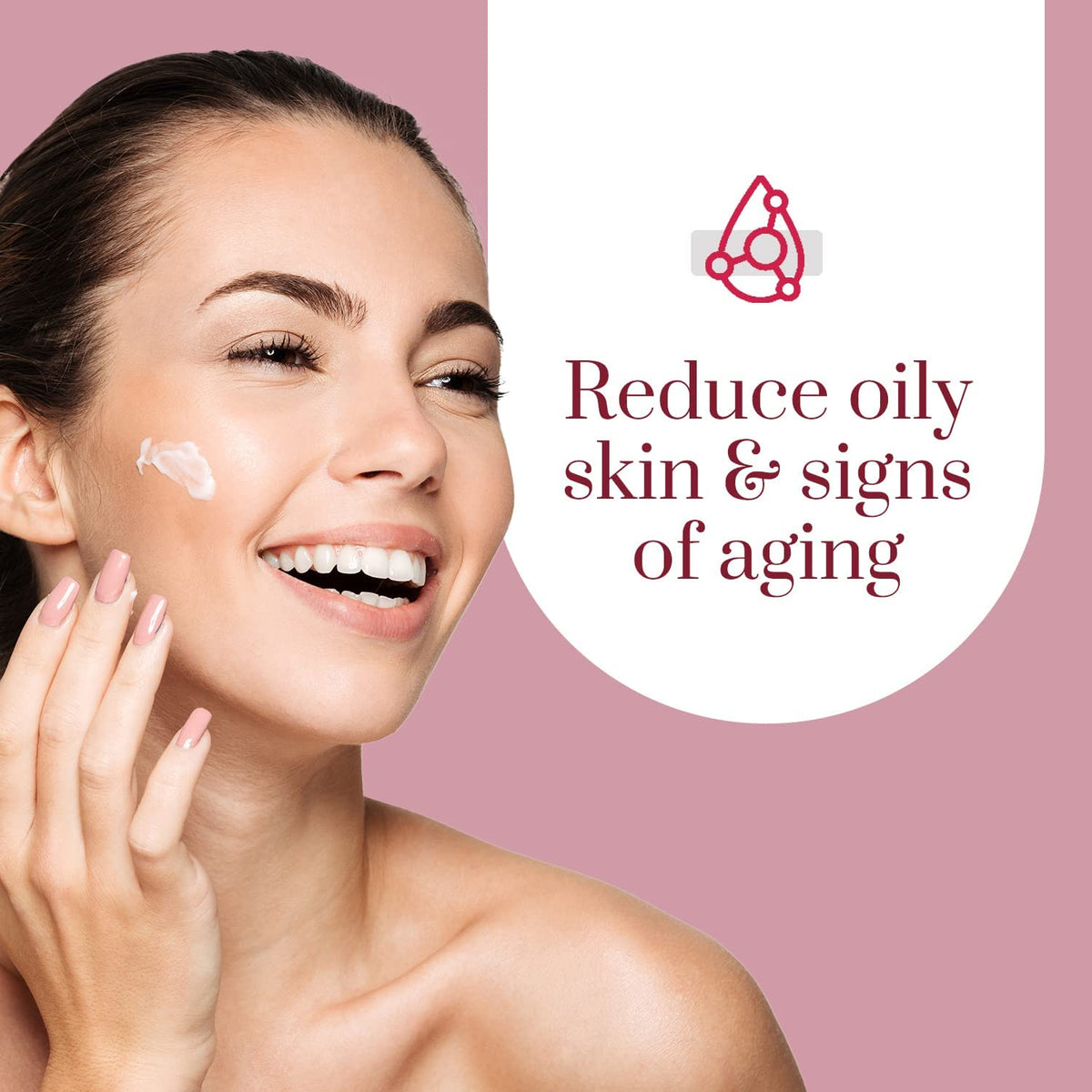 Clear Beauty cream texture close-up highlighting lightweight, fast-absorbing finish