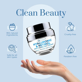 Clear Beauty ingredients label showcasing clean, 95% natural formulation benefits
