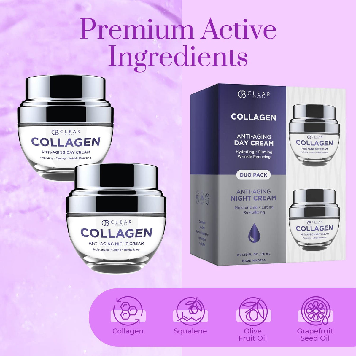 Clear Beauty open jar closeup showing silky texture and fast absorption benefit