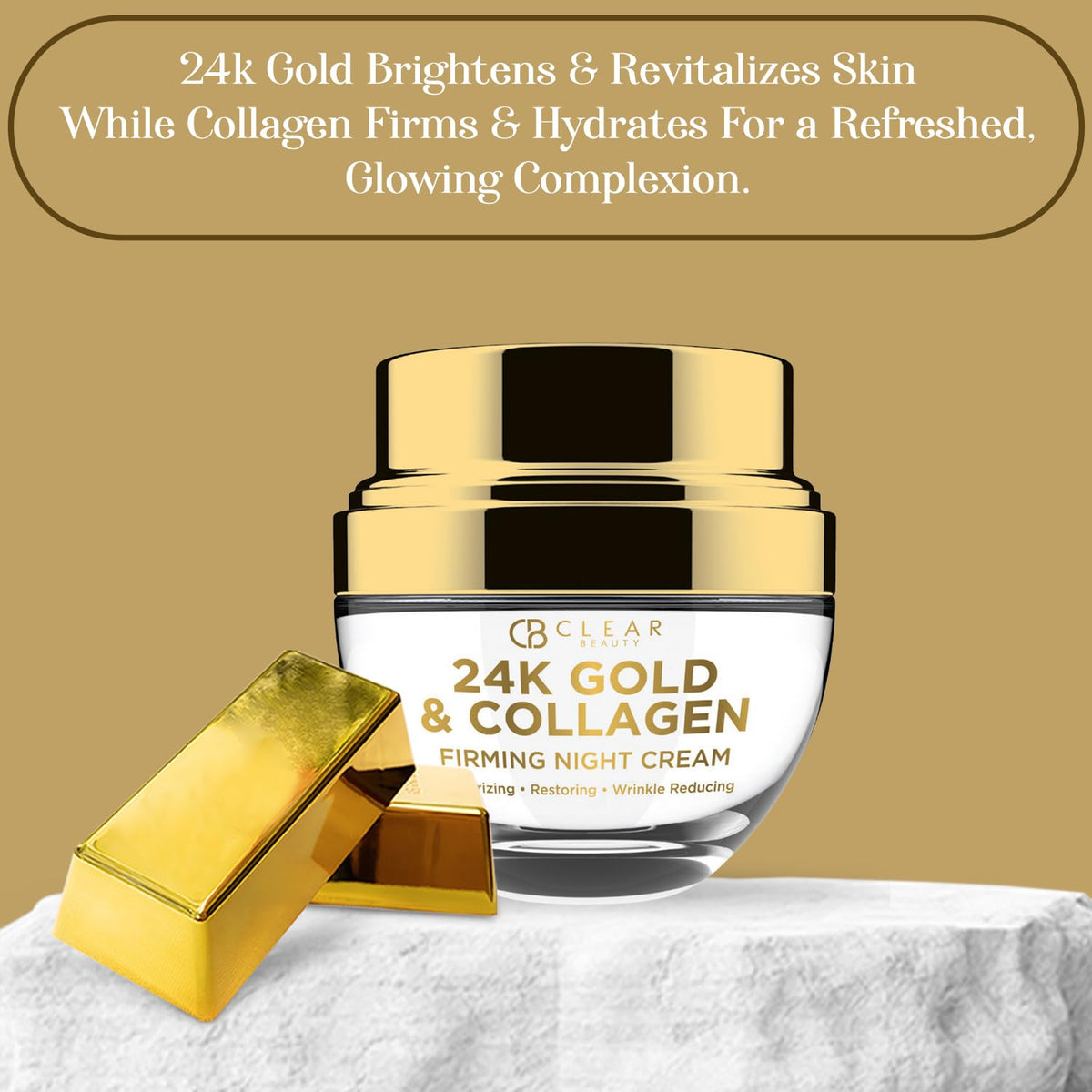 Clear Beauty open jar showing rich cream texture for deep overnight hydration