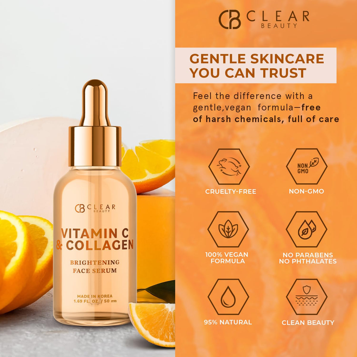 Clear Beauty pipette dispensing serum drop illustrating easy application