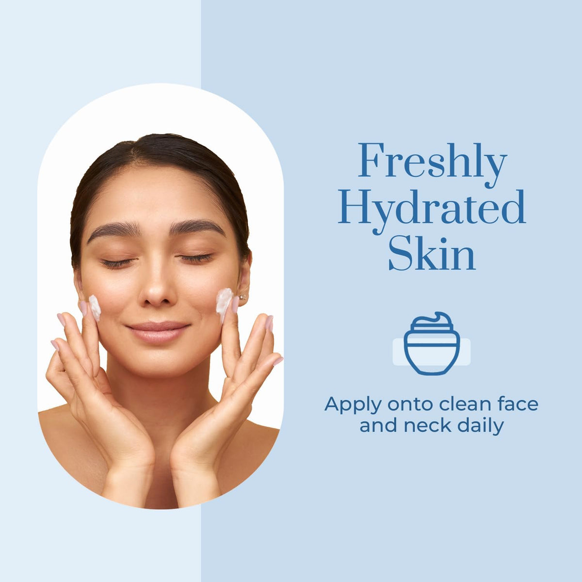 Clear Beauty next to a hand for scale showing compact 1.69 fl oz travel-friendly size