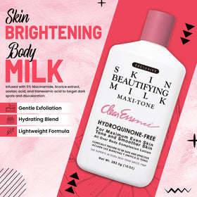 Clear Essence applying lotion on arm demonstrating moisturizing and smoothing effect