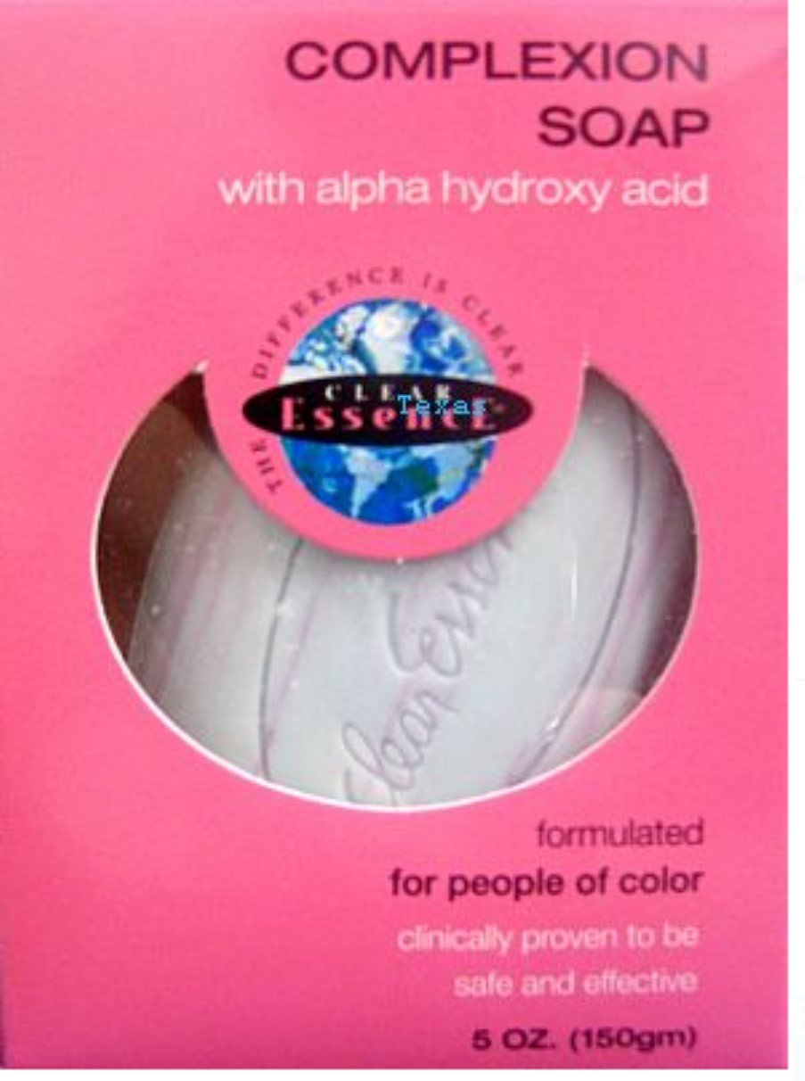Clear Essence pack front view showing four 5 oz bars and clean complexion benefits