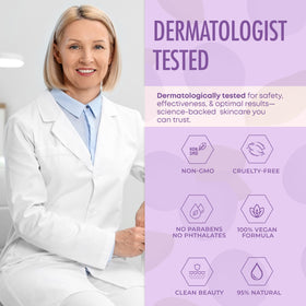 Clear Visage model applying serum to cheek demonstrating smooth finish and hydration benefit