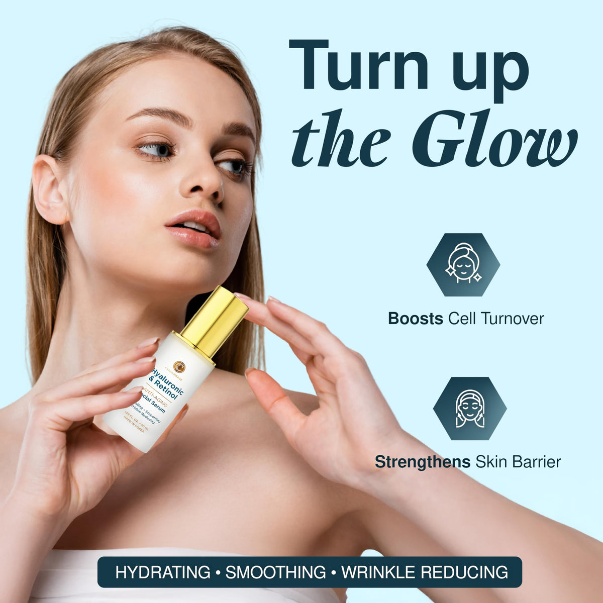 Clear Visage pump and cap detail demonstrating precise dispensing benefit