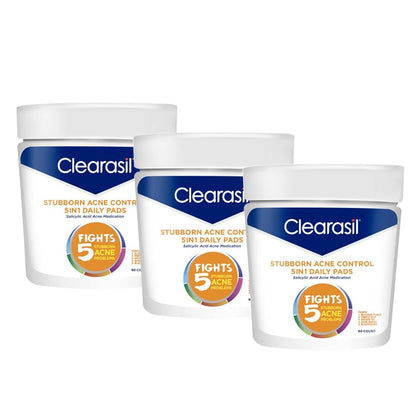 Clearasil front packaging showing 90 pads and clear label benefits