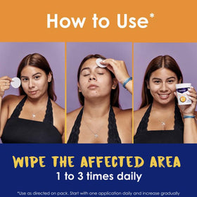 Clearasil pads staged on bathroom tray showing easy daily use
