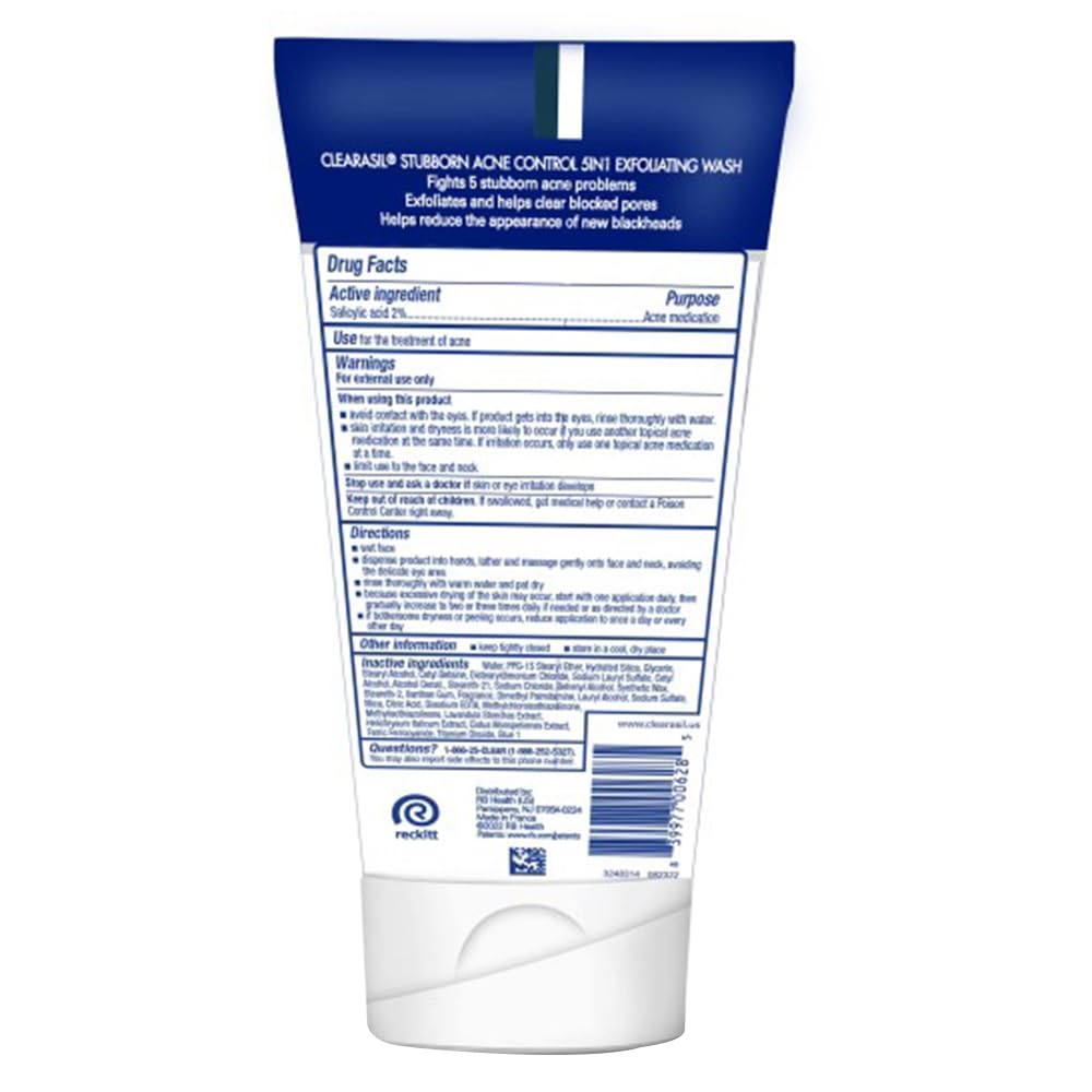 Clearasil wash texture with exfoliating beads visible for gentle pore-clearing