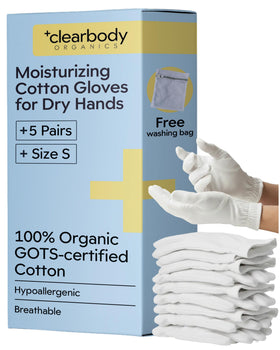 Clearbody Organics front packaging showing five pairs and size S for easy selection