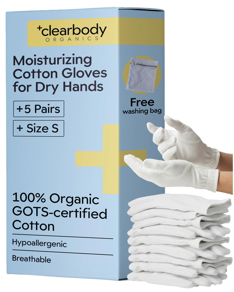 Clearbody Organics front packaging showing five pairs and size S for easy selection