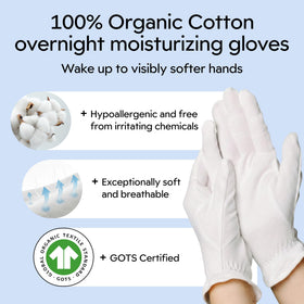 Clearbody Organics gloves pair flat to display thin breathable cotton for comfort