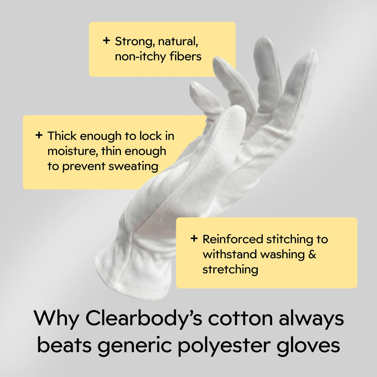 Clearbody Organics gloves beside lotion showing compatibility with balms