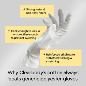 Clearbody Organics gloves beside lotion showing compatibility with balms