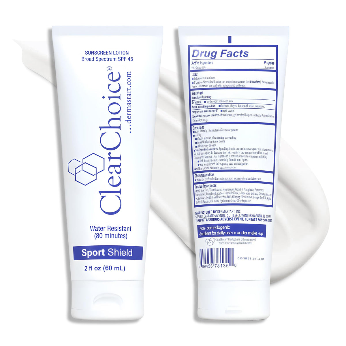 ClearChoice Sport Shield front packaging showing travel-size tube and SPF label for easy carry