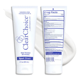 ClearChoice Sport Shield front packaging showing travel-size tube and SPF label for easy carry