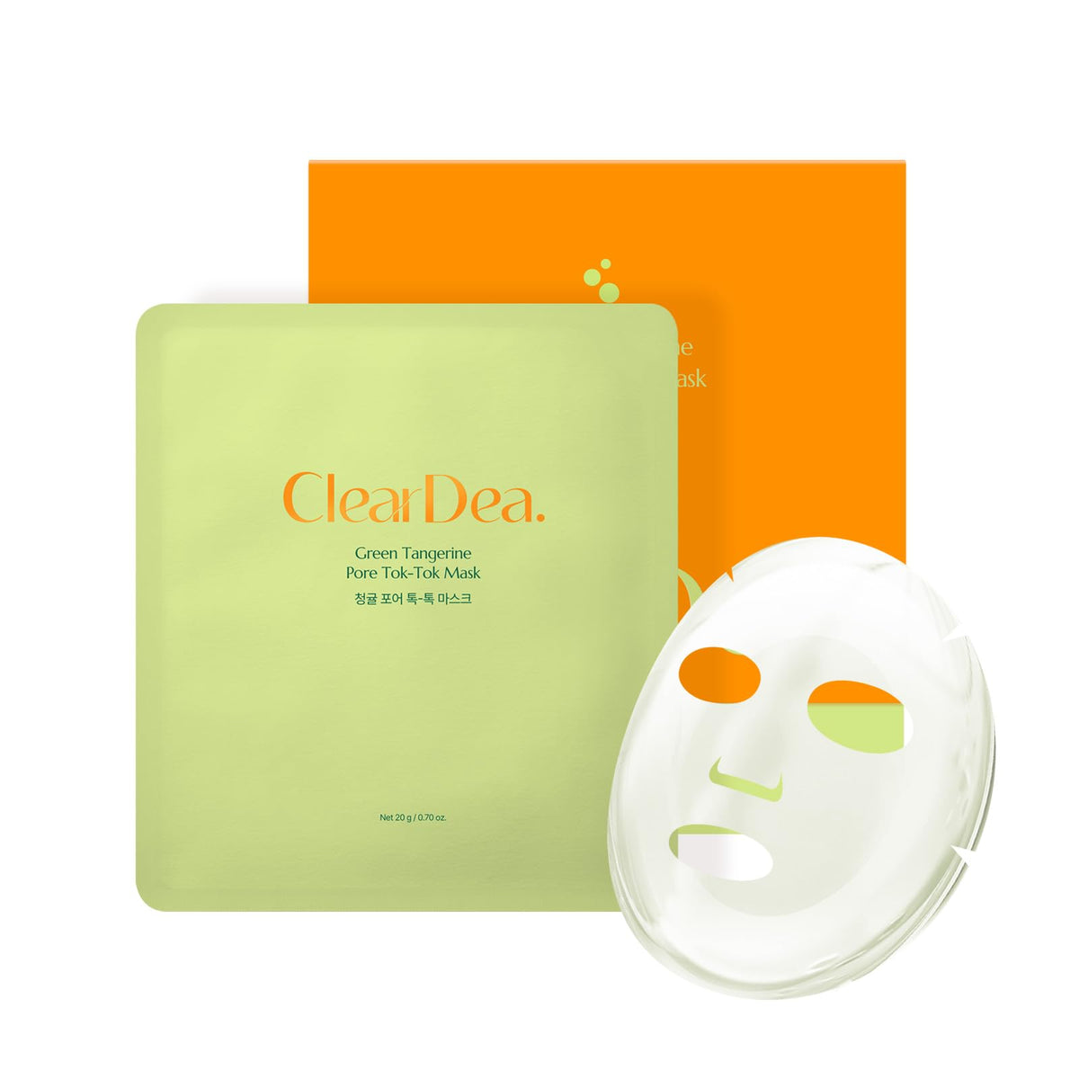 ClearDea front packaging showing four green tangerine gel sheets and benefits