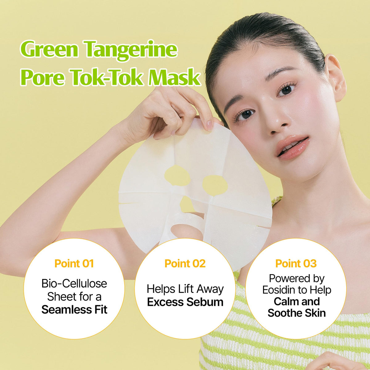 ClearDea model wearing gel sheet mask demonstrating snug fit and pore contact
