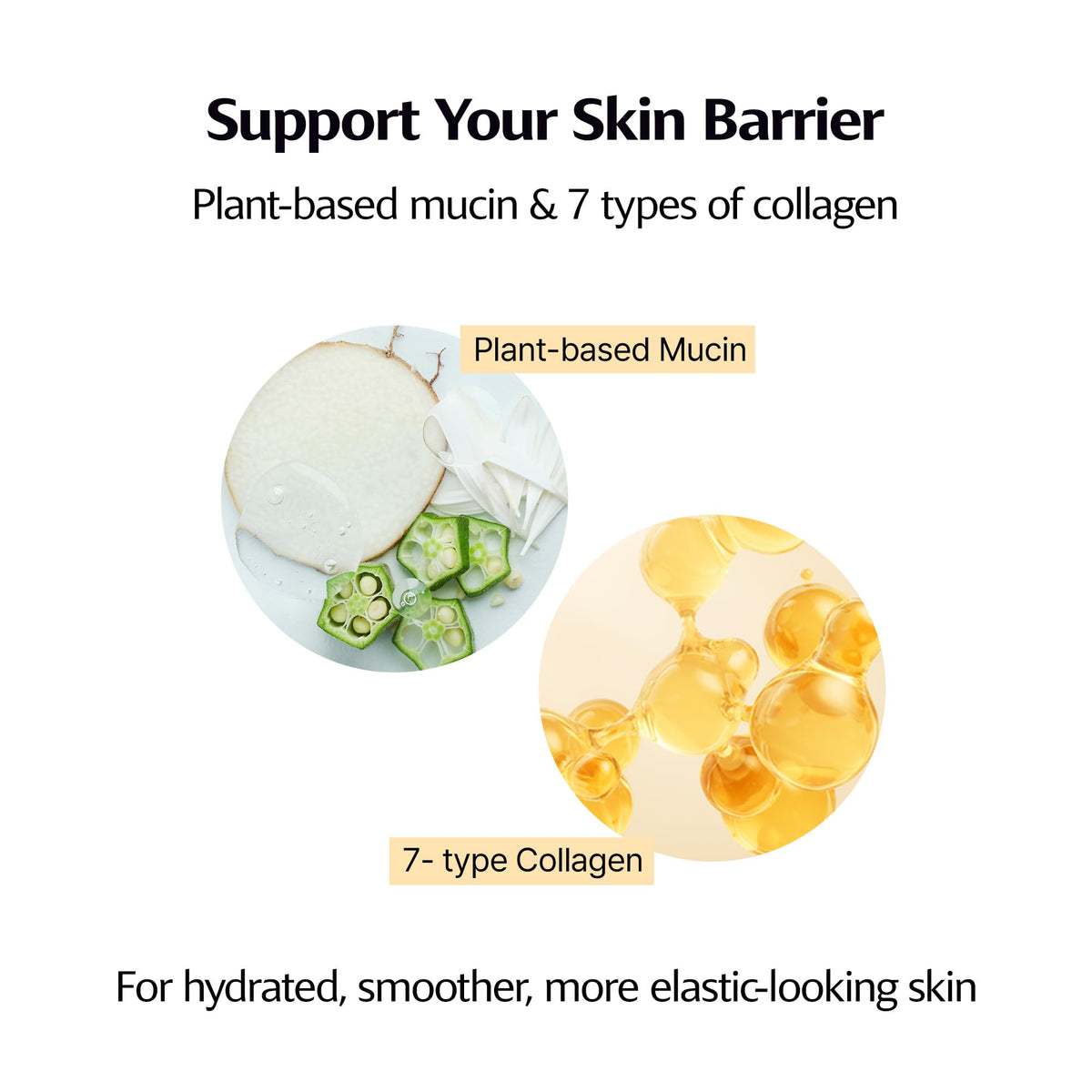 ClearDea product label close-up listing mucin, 7-collagen complex and ceramide