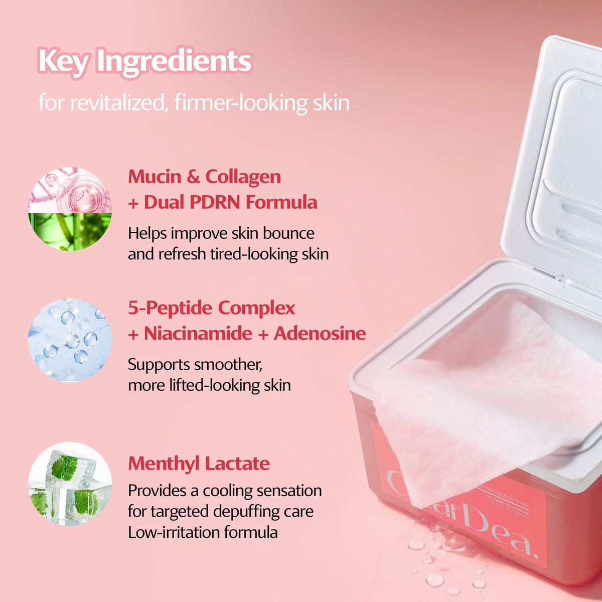 ClearDea pad being stretched on hand to show elasticity and secure fit