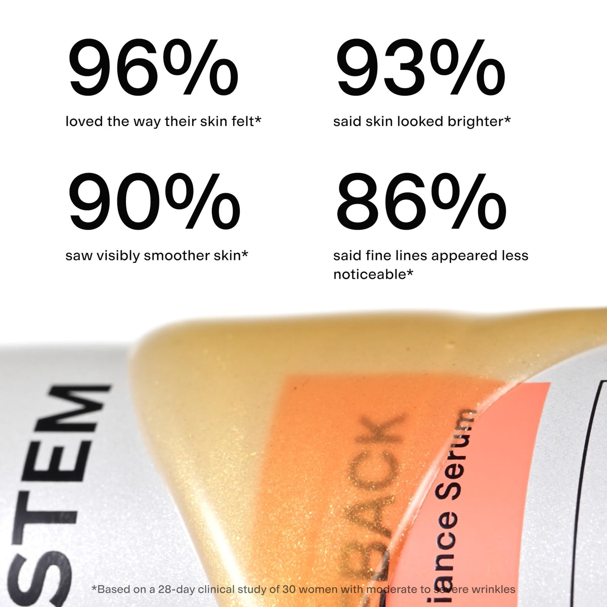 CLEARSTEM bottle beside cleanser and moisturizer to show routine pairing benefits
