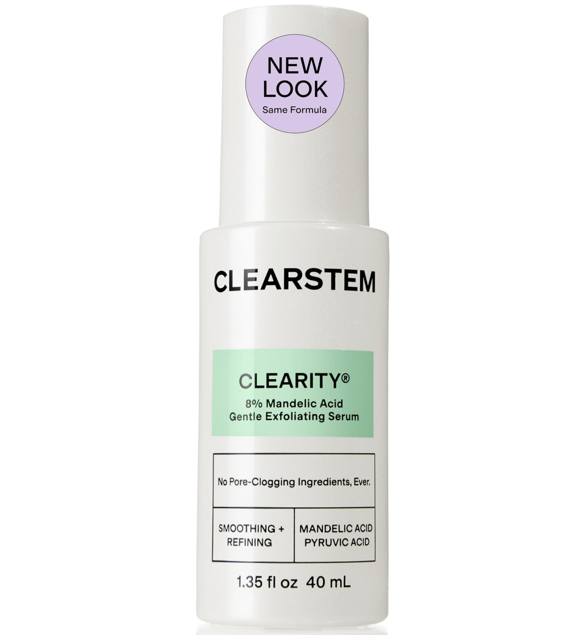 CLEARSTEM front packaging showing bottle and box for clear pores